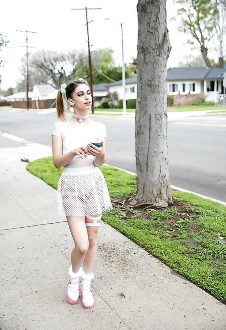 Sylphlike american youthful Kristen Scott fucked in hairy twat after sucking rod 